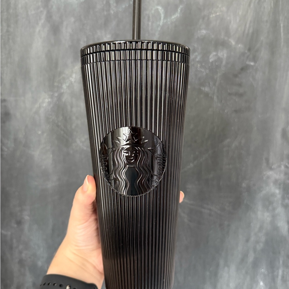 ♡ SOLD ♡ Starbucks Black Ribbed Cold Tumbler